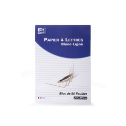 Oxford Bloc de correspondance, A4, blanc, ligné