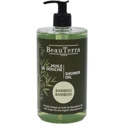 BeauTerra Bamboo Shower Oil Vegan and Organic for All Skin Types Including Sensitive and Dry Body and Hands Cleanses