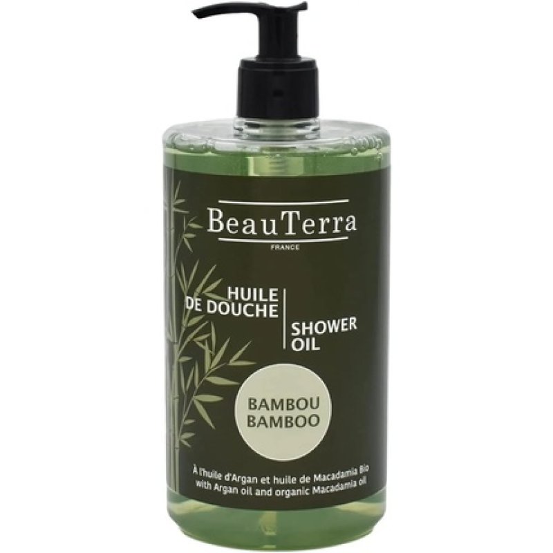 BeauTerra Bamboo Shower Oil Vegan and Organic for All Skin Types Including Sensitive and Dry Body and Hands Cleanses