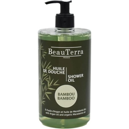 BeauTerra Bamboo Shower Oil Vegan and Organic for All Skin Types Including Sensitive and Dry Body and Hands Cleanses