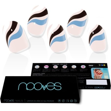 NOOVES NAILS Premium Pre-Cure Gel Nail Foils Flowing Stream Art Design Semi-Hardened Gel Nail Strips Semi-Permanent Gel
