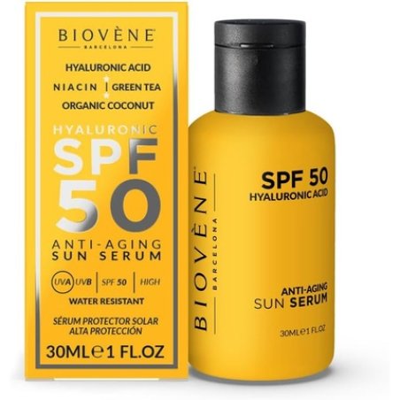 Biovene HYALURONIC Anti-Aging SPF 50 Moisturizing Sun Serum High Protection with Organic Coconut 30ml