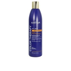 KATIVA Color Therapy Anti-Brass Blue Mattifying Shampoo Anti-Orange Effect 355ml Shea, Coconut, and Citrus Salt,