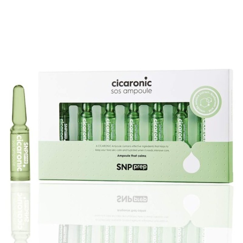 SNP PREP Cicaronic SoS Ampoule Soothing and Immediate Calming Effects for Sensitive Skin Types with Hyaluronic Acid and