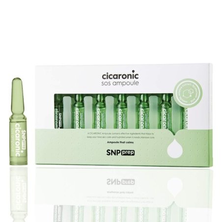 SNP PREP Cicaronic SoS Ampoule Soothing and Immediate Calming Effects for Sensitive Skin Types with Hyaluronic Acid and