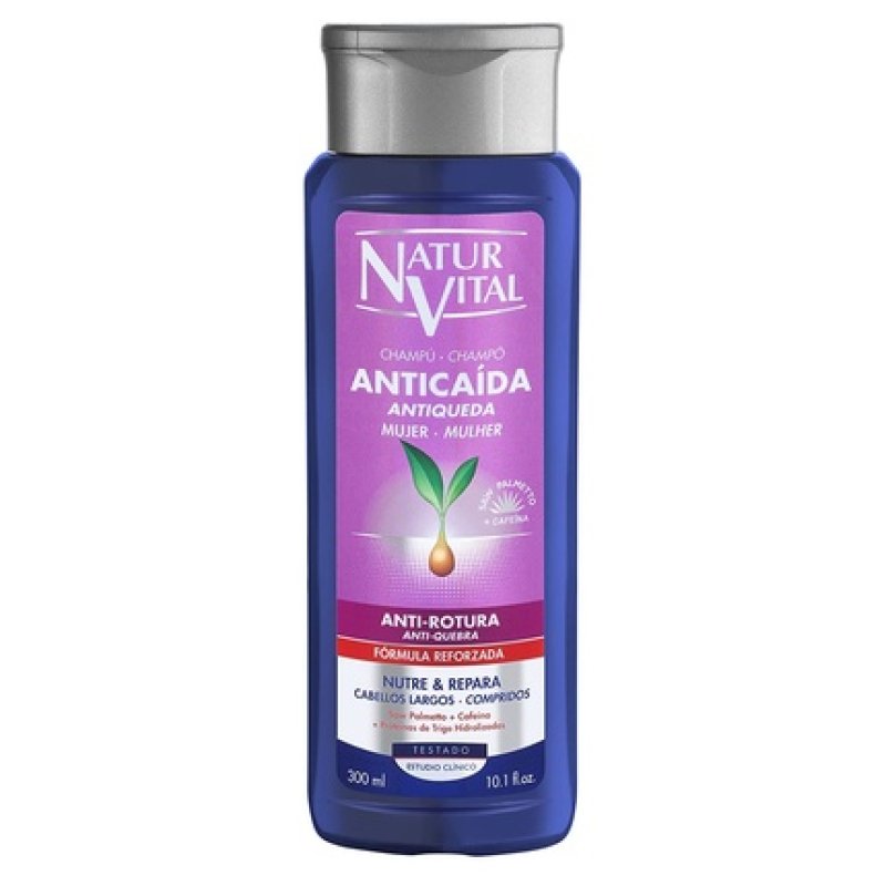 NaturVital Anti-Hair Loss Shampoo for Long Hair with Saw Palmetto, Ginseng, and Caffeine 300ml