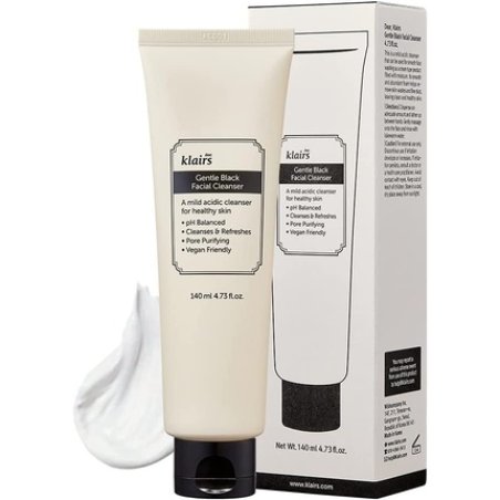 DearKlairs Gentle Black Facial Cleanser 4.73 Fl Oz - Vegan, Low pH, Hydrating, Fine Dust Removal