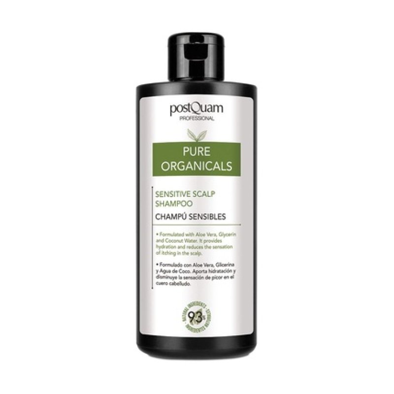 PostQuam Organicals Natur Shampoo for Sensitive Scalp with Aloe Vera, Glycerin, and Coconut Water 400ml