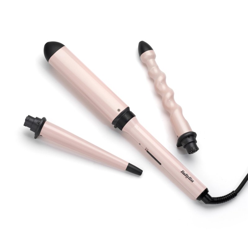 BaByliss Curl and Wave Trio Multistyler Professional Curling Iron with 3 Attachments for Curls, Waves, and Beach Waves
