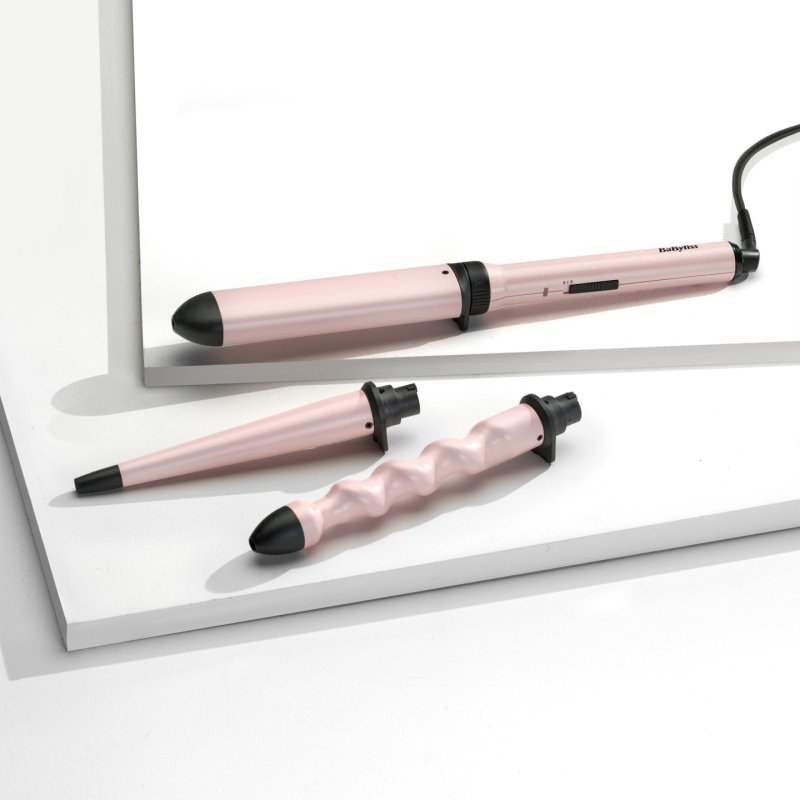 BaByliss Curl and Wave Trio Multistyler Professional Curling Iron with 3 Attachments for Curls, Waves, and Beach Waves