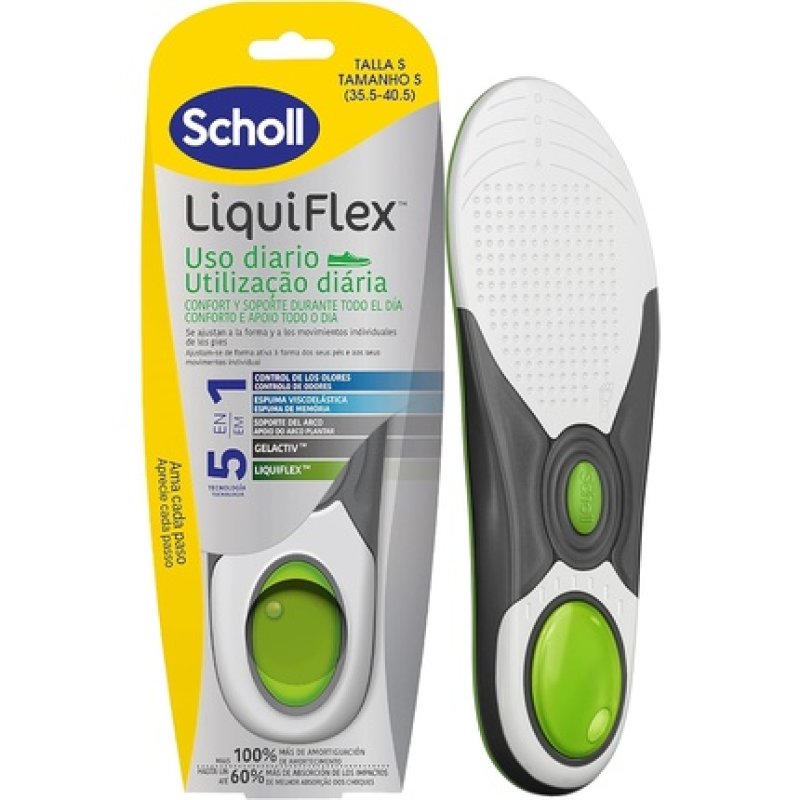 Scholl LiquiFlex Daily Support Insoles Women's Footwear Size 5.5-7.5 Memory Foam Arch Support
