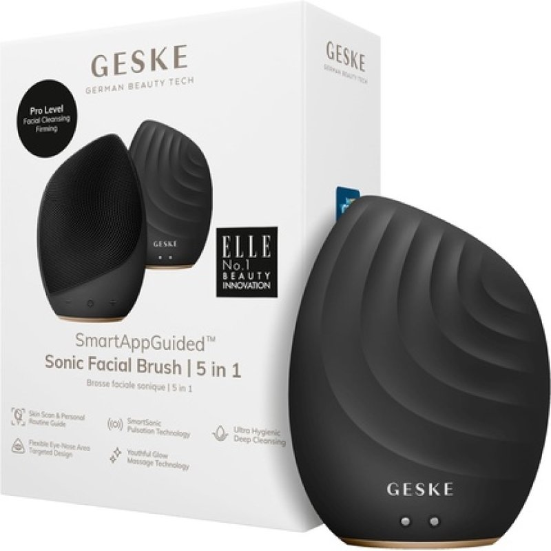 GESKE SmartAppGuided Sonic Facial Brush 5 in 1 Electric Face Cleansing Brush Soft Silicone Brush Professional Face