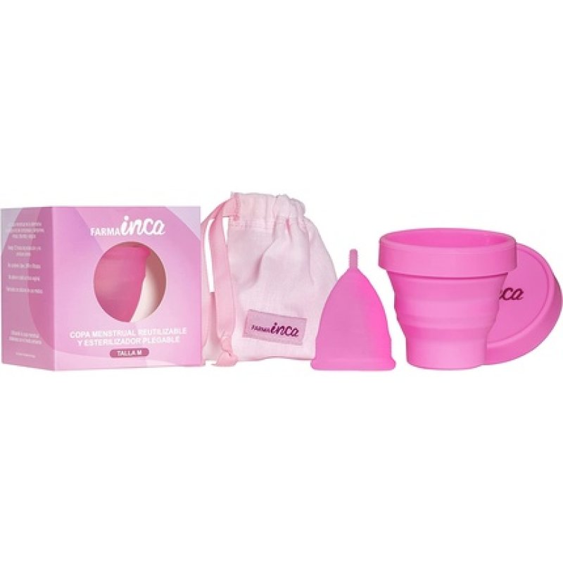 FARMA INCA Menstrual Cup with Sterilizer - Medical Grade Silicone, Hypoallergenic, 100% Safe, Easy to Use, Up to 12