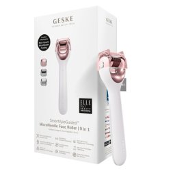 GESKE SmartAppGuided MicroNeedle Face Roller with Rose Quartz 9 in 1 Professional Microneedling Device