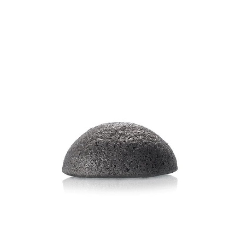Konjac Face Sponge with Active Bamboo Ash for Cleansing Pores and Absorbing Oil - Ideal for Oily and Acne-Prone Skin