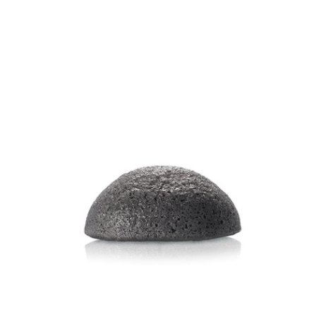 Konjac Face Sponge with Active Bamboo Ash for Cleansing Pores and Absorbing Oil - Ideal for Oily and Acne-Prone Skin