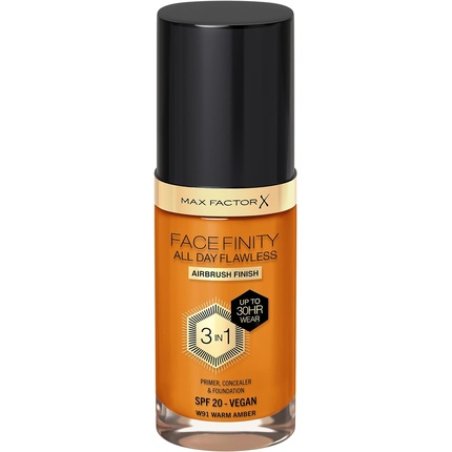 Max Factor Facefinity 3-in-1 All Day Flawless Liquid Foundation SPF 20 91 Warm Amber 30ml