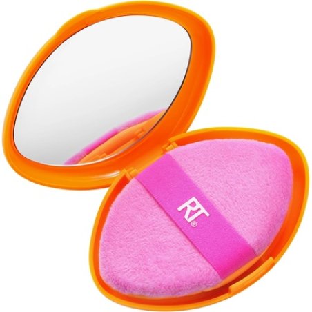 Real Techniques Miracle 2-In-1 Powder Puff Travel Case Dual-Sided Makeup Blending Puff Elastic Band Precision Makeup