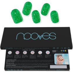 NOOVES NAILS Premium Precured Gel Nail Foils Jade Glitter Green Semi-Hardened Gel Nail Strips Semi-Permanent Gel
