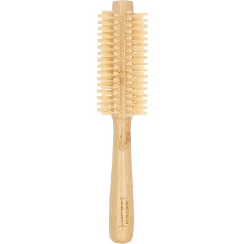 Beter Sustainable Bamboo Wood Round Hair Brush with Nylon Picks 50mm Diameter for Styling and Straightening Hair