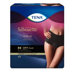 TENA Silhouette Plus Black Underwear for Incontinence and Abundant Urine Losses 9 Disposable Panties Black M - Pack of 9
