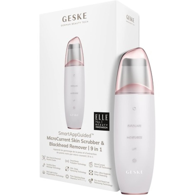 GESKE SmartAppGuided MicroCurrent Skin Scrubber & Blackhead Remover 9 in 1 Skincare Tools Face Cleaning Anti Aging and
