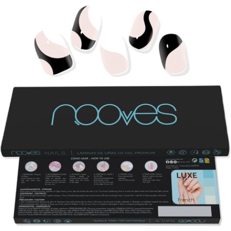 NOOVES NAILS Premium Pre-cure Gel Nail Foils White Cow Art Design Semi-hardened Gel Nail Strips Semi-permanent Gel