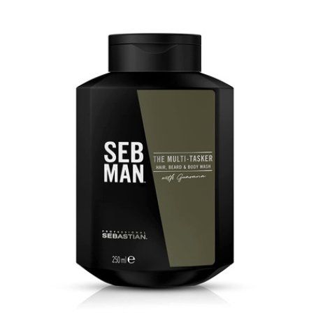 SEB MAN The Multitasker 3-in-1 Shampoo Beard Shampoo and Shower Gel with Guarana Extract and Stimulating Bergamot and