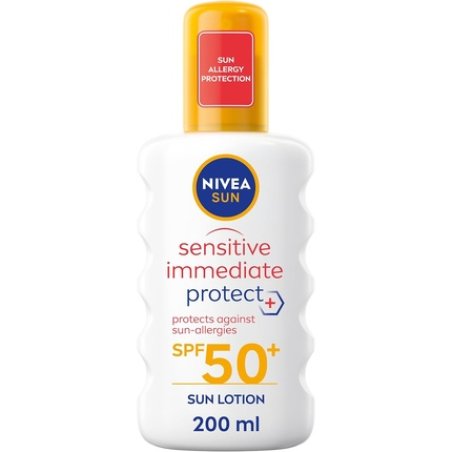 NIVEA SUN Sensitive Allergy Immediate Protect Spray SPF 50 200ml Sun Cream for Sensitive Skin Water-Resistant Sunscreen