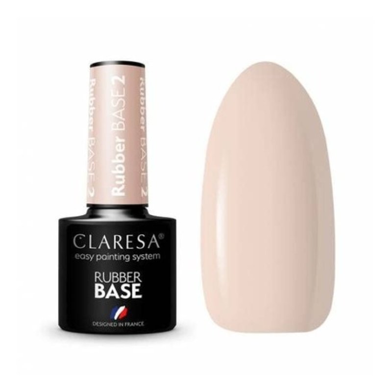 CLARESA UV Nail Polish Rubber Base Manicure & Pedicure 5ml - Shade 02 Half-Transparent Light Pink