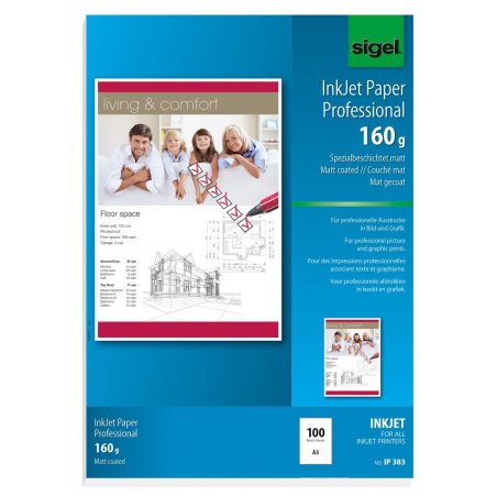 Sigel IP383 printing paper A3 (330x483 mm) Matte 100 sheets White