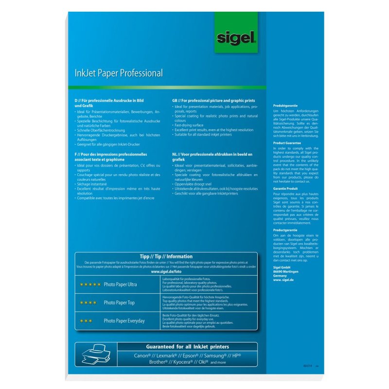 Restposten: sigel Inkjet-Papier, DIN A3, 160 g/qm, hochweiß