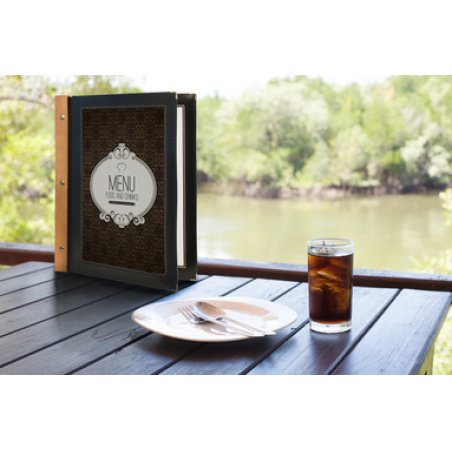 Restposten: Securit Speisekarten-Mappe WOOD, DIN A4, schwarz