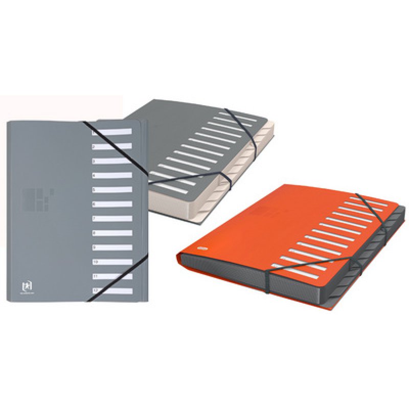 Restposten: Oxford Ordnungsmappe, DIN A4, Fächer 1-12, grau