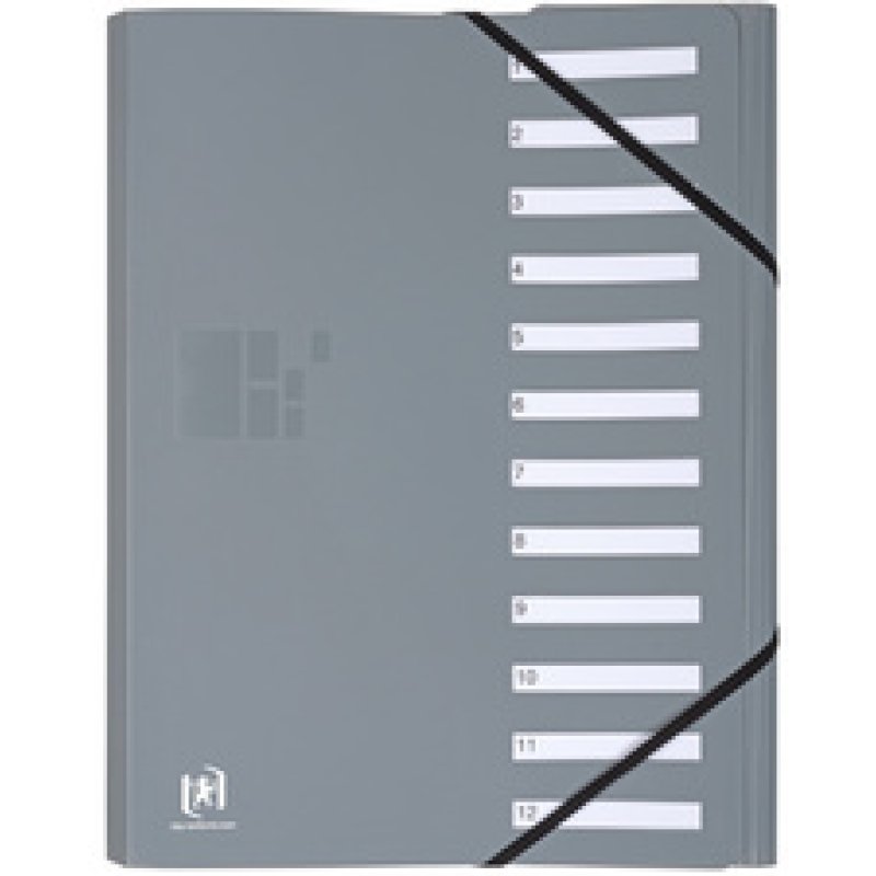 Restposten: Oxford Ordnungsmappe, DIN A4, Fächer 1-12, grau
