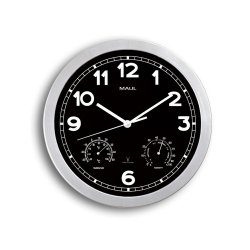 MAUL 9059095 Horloge murale et de table Cercle Noir, Argent