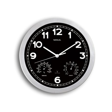 MAUL 9059095 Horloge murale et de table Cercle Noir, Argent