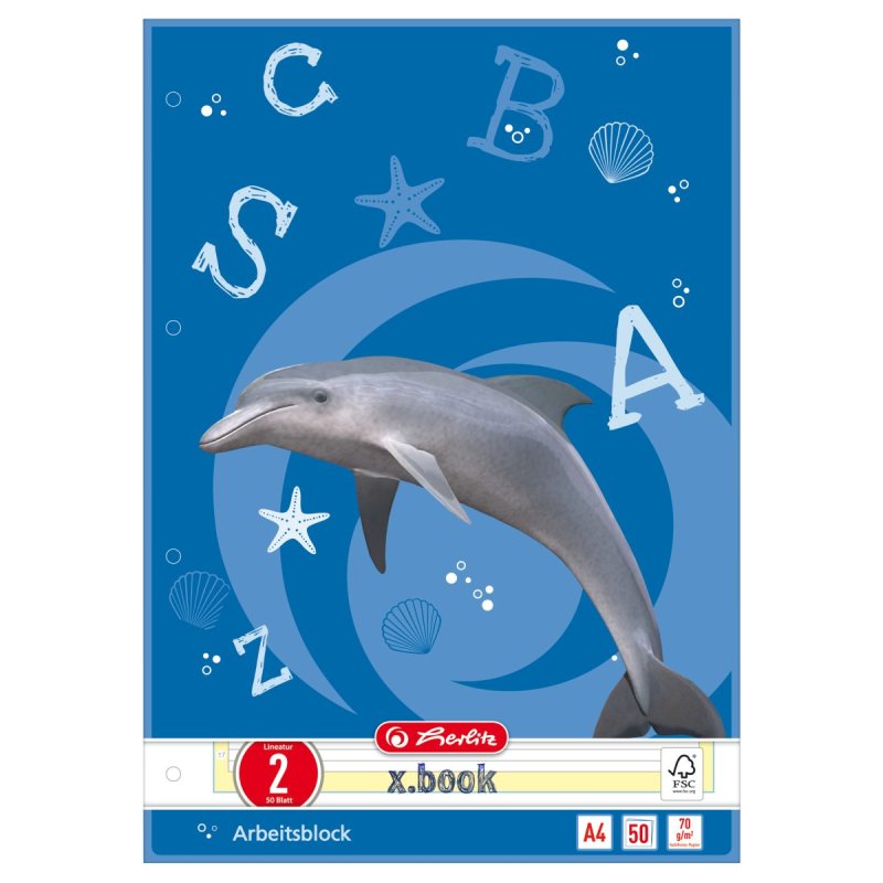 herlitz Arbeitsblock x.book, DIN A4, Lineatur 2