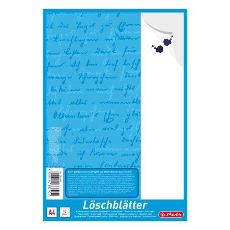 herlitz Bloc de papier buvard au format A4, 80 g/m2, blanc