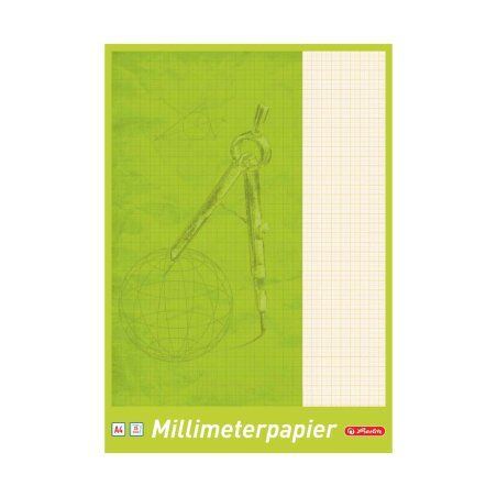herlitz Bloc de papier millimétré A4, 80 g/m2, 25 feuilles