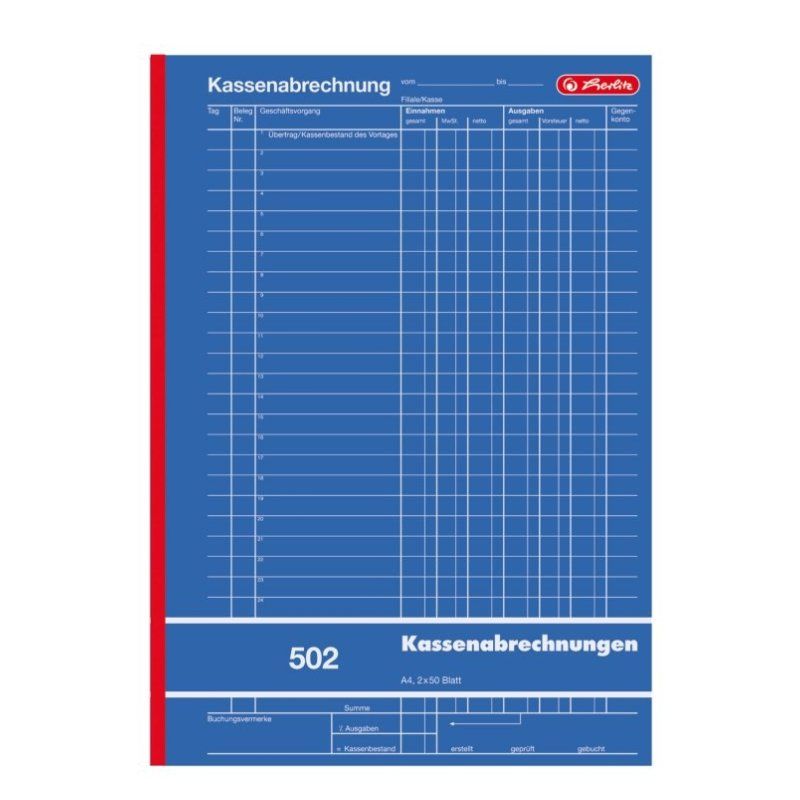 herlitz Formularbuch "Kassenabrechnung 502", DIN A4