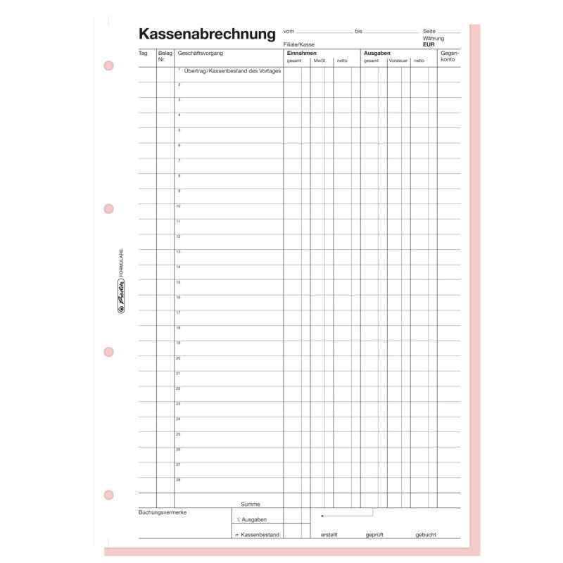 Herlitz 882415 accounting form/book A4 100 pages