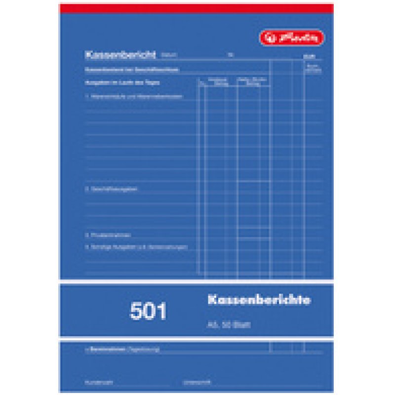 herlitz Formularbuch "Kassenbericht 501" DIN A5, 50 Blatt