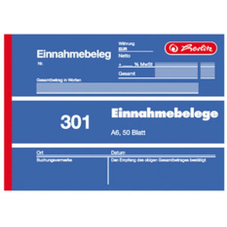 herlitz Formularbuch "Einnahmebeleg 301", DIN A6, 50 Blatt