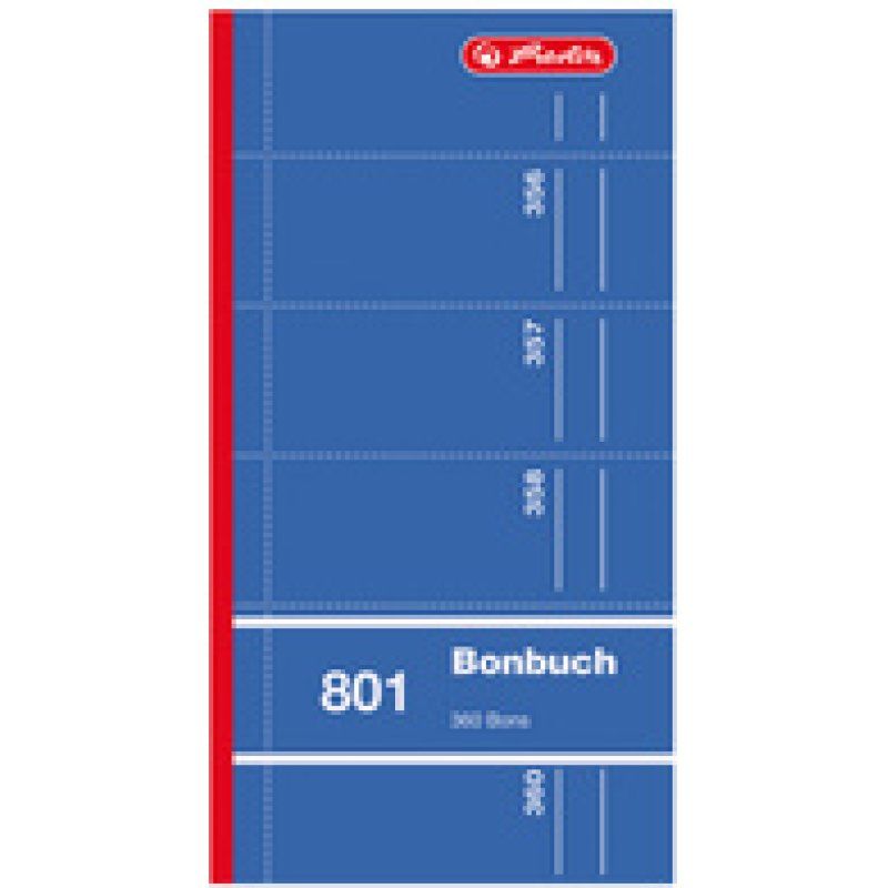 herlitz Formularbuch "Bonbuch 801", 90 x 198 mm, sortiert