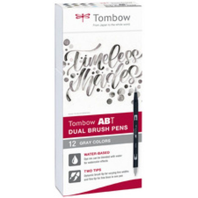 TOMBOW Feutre double pointe ABT DUAL BRUSH PEN, tons gris