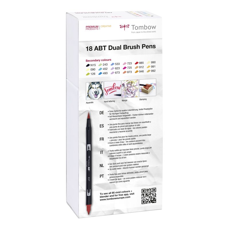 TOMBOW Feutre double pointe "ABT DUAL BRUSH PEN", couleurs
