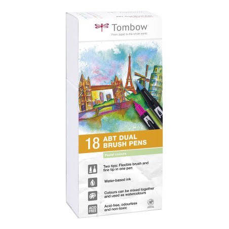 TOMBOW Feutre double pointe "ABT DUAL BRUSH PEN",tons pastel