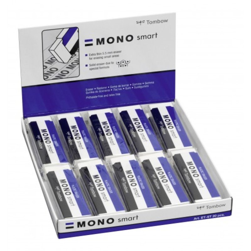 Tombow Gomme en plastique "MONO smart", extra mince, blanc