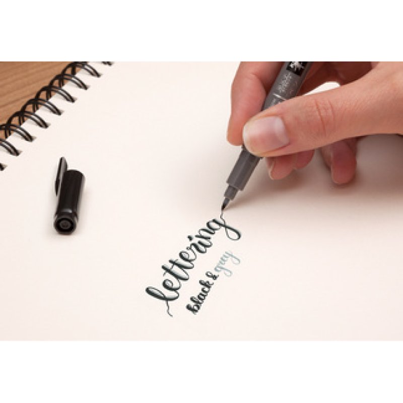 Tombow Stylo de calligraphie Fudenosuke Twin, noir/gris